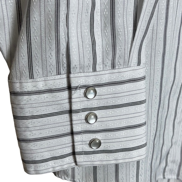 Ely cattleman mens xl stripe pearl snap white button front long sleeve shirt - Picture 7 of 10